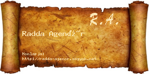 Radda Agenór névjegykártya